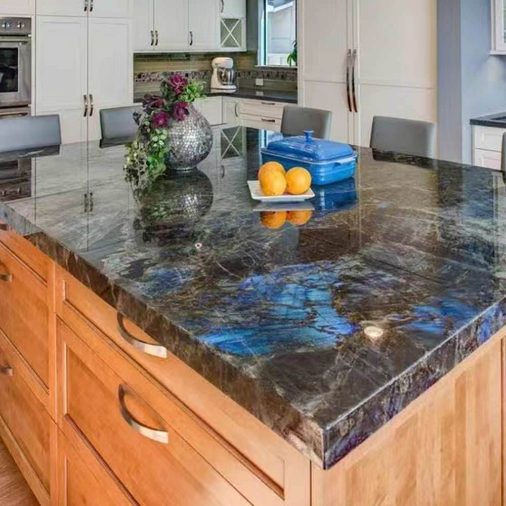 GOLDTOP New Arrival granit granito natural losas countertops kitchen Luxury floor tiles Blue Labradorite Granite Slab