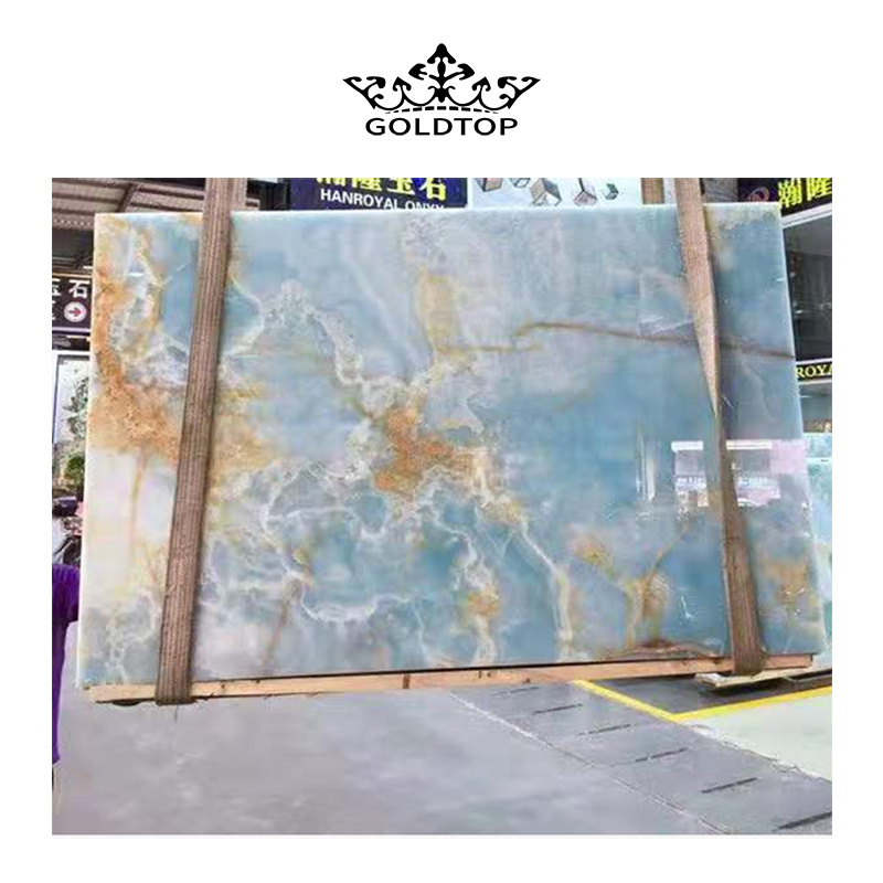 goldtop Translucent onix Onice chinese supplier wholesale Natural Stone polished marble blue onyx marble slabs