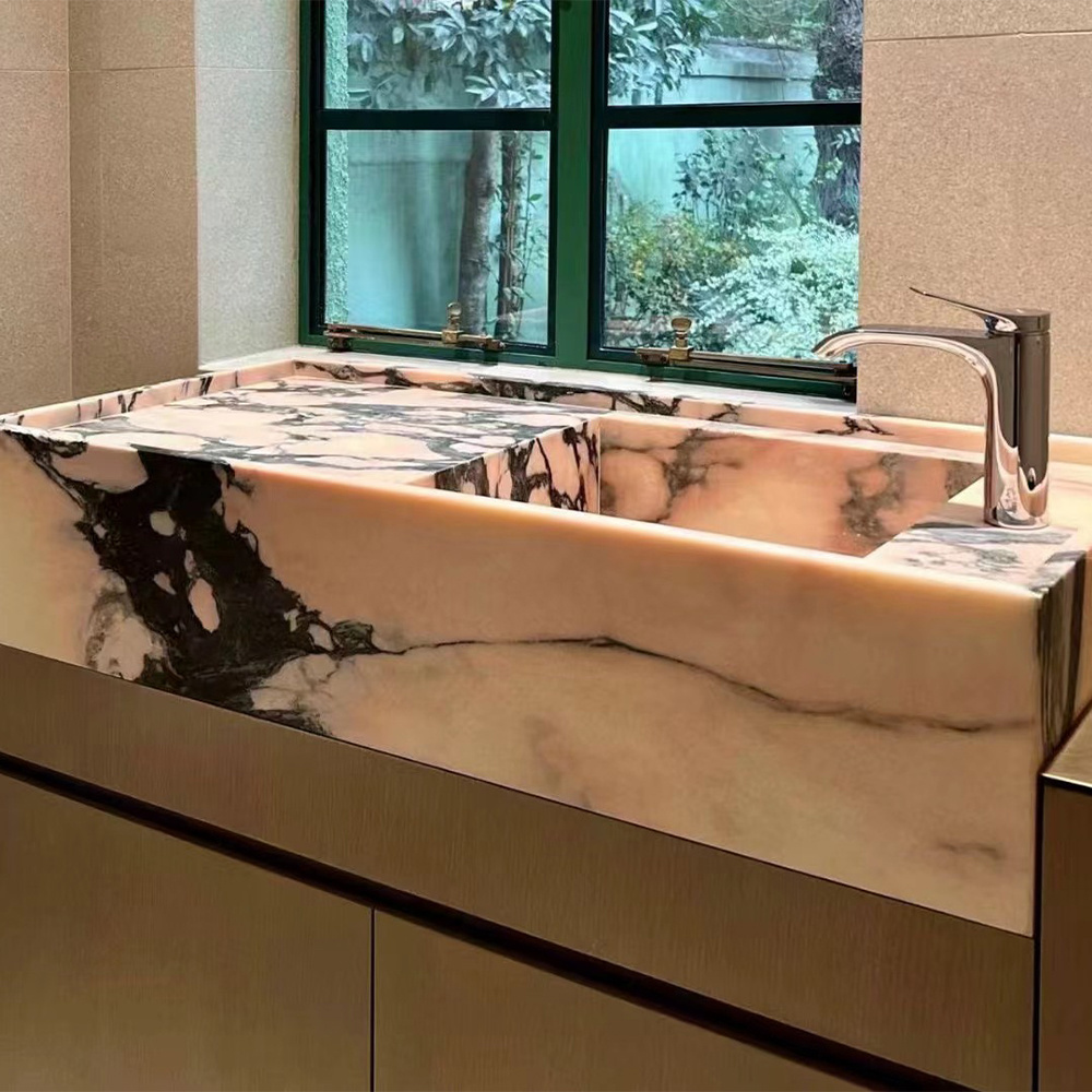 Goldtop OEM/ODM italy calacatta modern design Pretty luxury good pattern nature interior stone pink marble bathroom sink