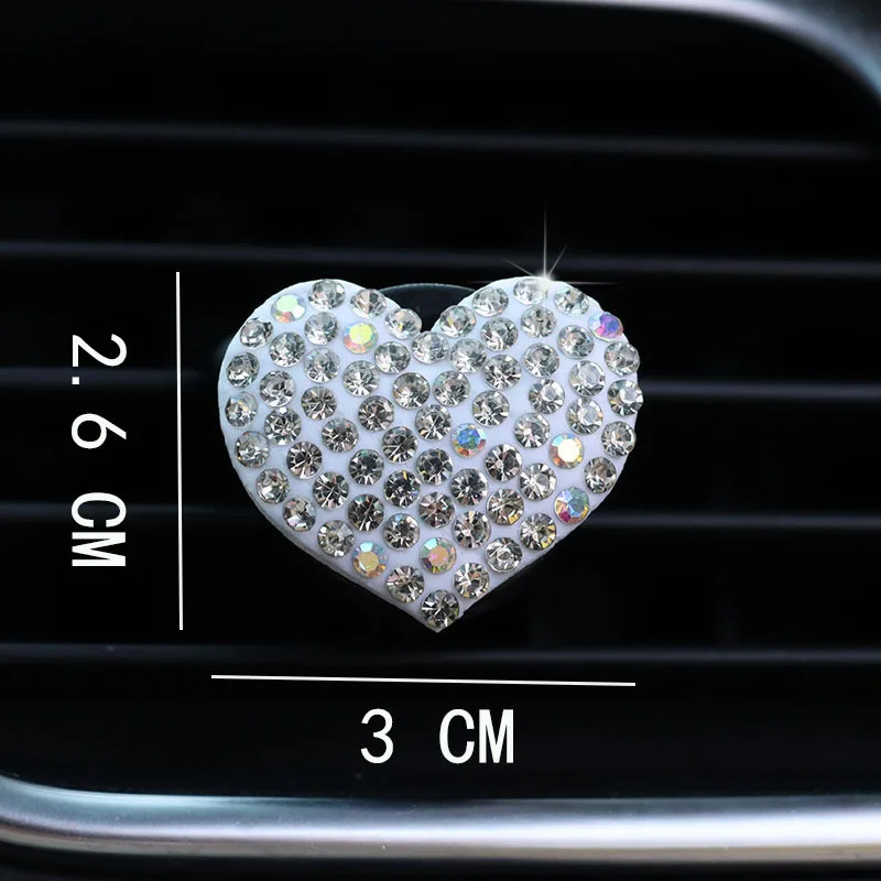 Scent Aroma Auto Interior Accessories Perfume Air Freshener Clip Car Air Outlet Aromatherapy Clip Diamond Heart-shaped Clip