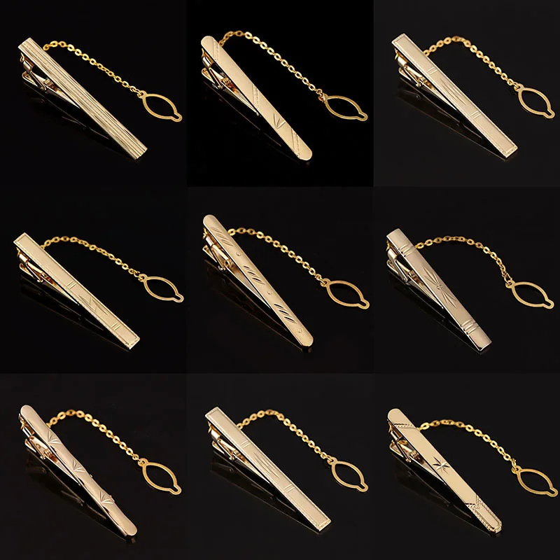 Business Wedding Men Metal Simple Necktie Buckle Gold Color Tie Bar Clasp Clip Clamp Pin Ties Stainless Steel Tie Clips