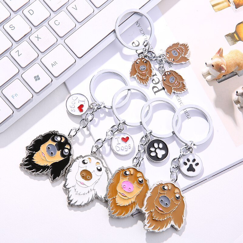 Wholesale Fashion Pet Key Holder Dachshund Key chain DIY dogs Tag key keychains Car key ring dog Keychain Custom