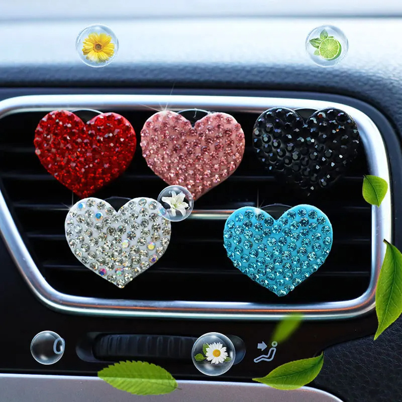 Scent Aroma Auto Interior Accessories Perfume Air Freshener Clip Car Air Outlet Aromatherapy Clip Diamond Heart-shaped Clip