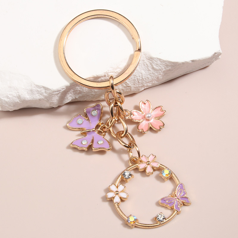 DIY Handmade Jewelry Butterfly Sakura Flower Key Ring Garden Key Chains Custom Metal Enamel Keychain