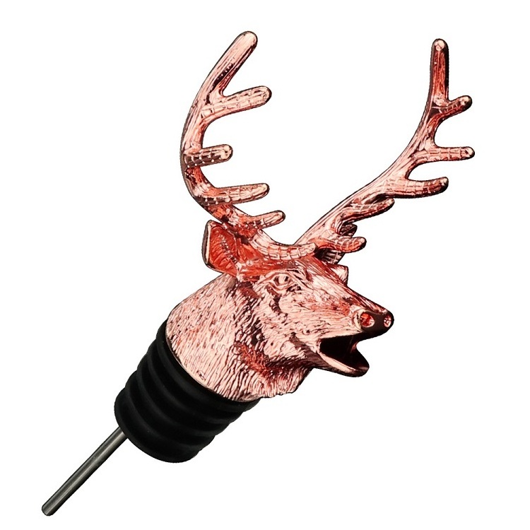 Factory Popular Deer Head 3D Animal Wine Pourer beer snorkel aerating pourers and decanter spout