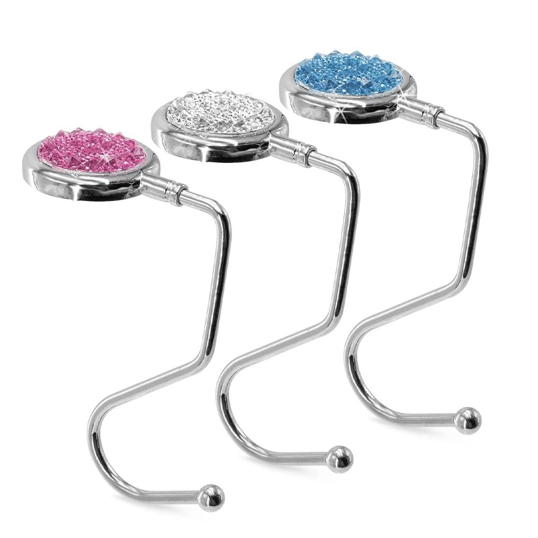 Purse Hook 3D Metal Magnetic Clutch Holder Handbag Hook Rhinestone Hanger for Table Desk Reverse