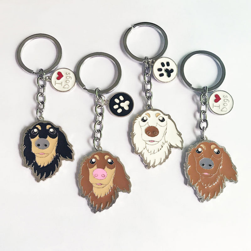 Wholesale Fashion Pet Key Holder Dachshund Key chain DIY dogs Tag key keychains Car key ring dog Keychain Custom