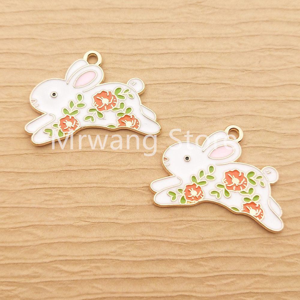 Diy Craft Supplies Keychain Accessories Flower Rabbit Turtle Snail Cat  Making Necklace Pendant Custom Enamel Charm for Jewelry