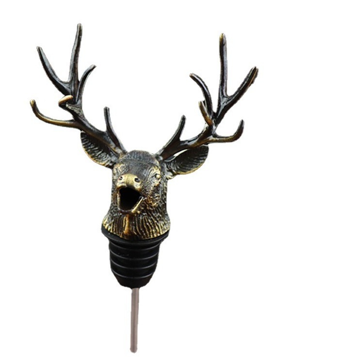 Factory Popular Deer Head 3D Animal Wine Pourer beer snorkel aerating pourers and decanter spout