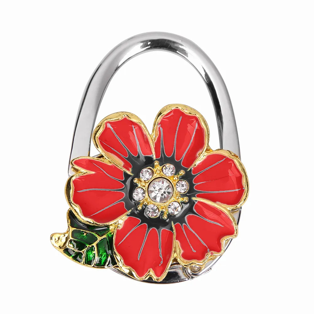 Foldable c Metal Table Hooks Handbag Holder Six Petal Flower Purse Hanger