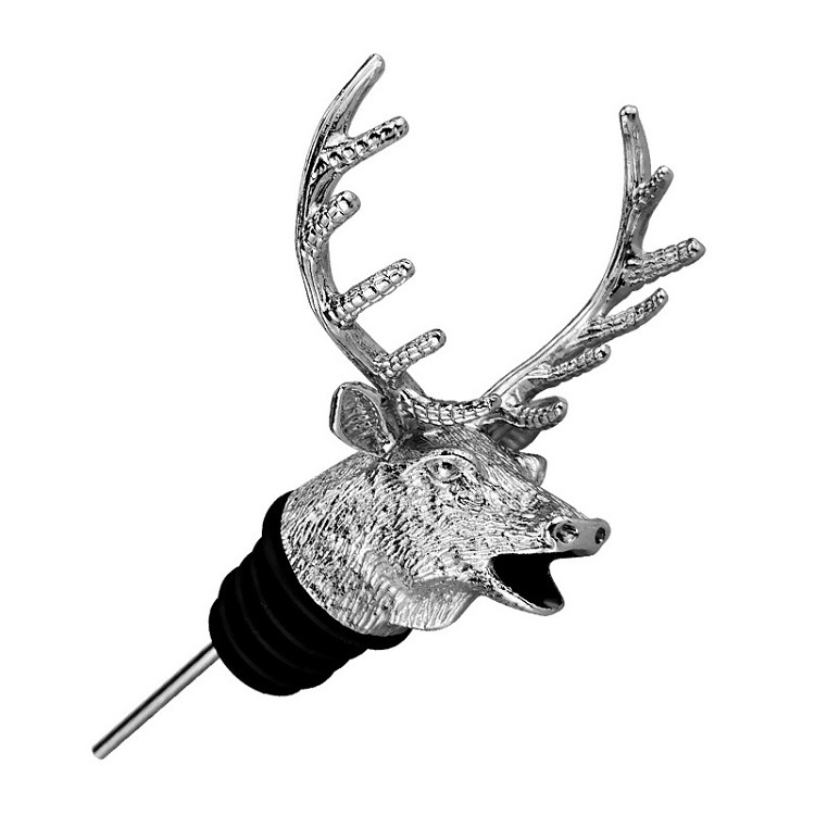 Factory Popular Deer Head 3D Animal Wine Pourer beer snorkel aerating pourers and decanter spout