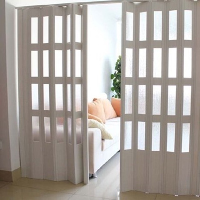 Folding Door Bathrooms PVC Sliding Accordion Doors Factory Manufacture PVC Waterproof Foldable Plastic Graphic Design Modern