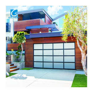 Residential Security Automatic Black 9x8 8x7 12x7 9x7 Insulated Aluminum Frameless Glass Garage Door For House