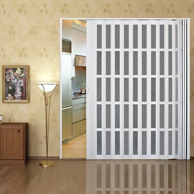 Folding Door Bathrooms PVC Sliding Accordion Doors Factory Manufacture PVC Waterproof Foldable Plastic Graphic Design Modern