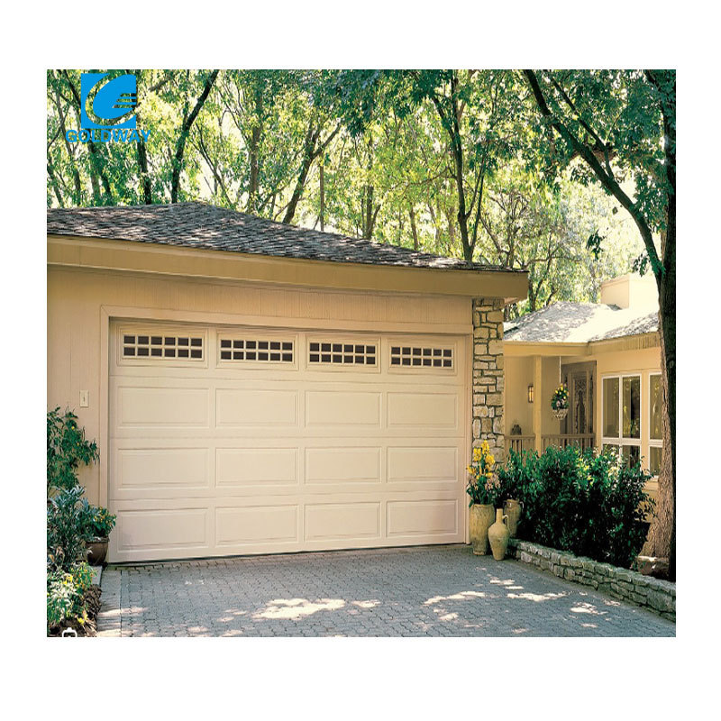 Modern Automatic Wood Grain Steel Insulated Garage Door with Windows