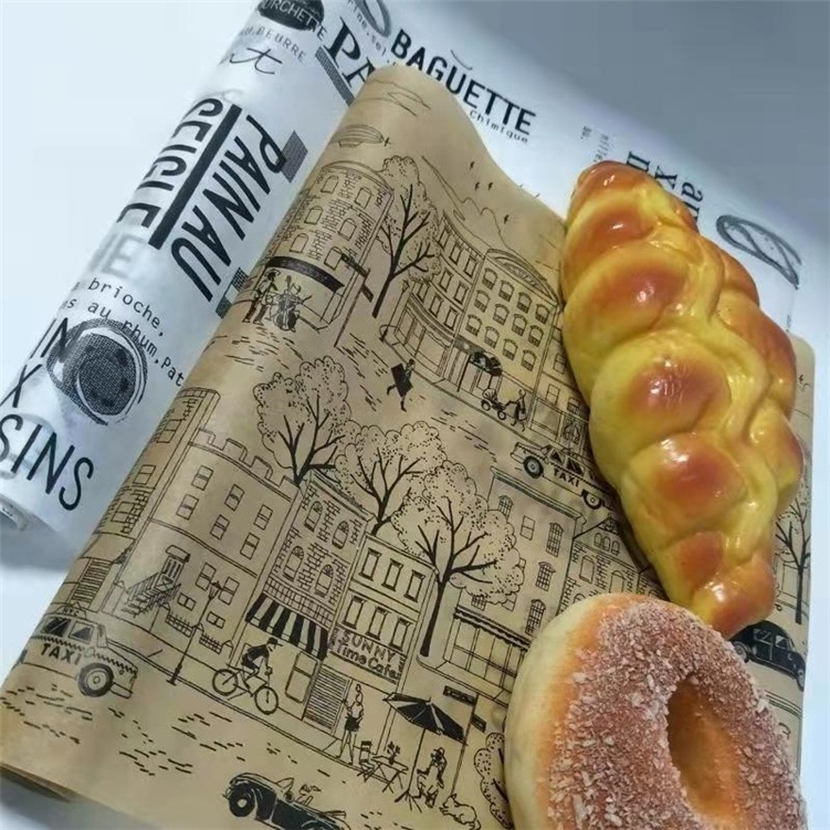 Hot sell News print Oil Resistant Kraft Unbleached Grease proof Paper Sandwich custom burger wrapper paper