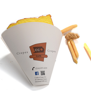 Custom Printed Disposable Food Grade Kraft food Packaging boxes Crepe Holder for Egg Bubble Waffle