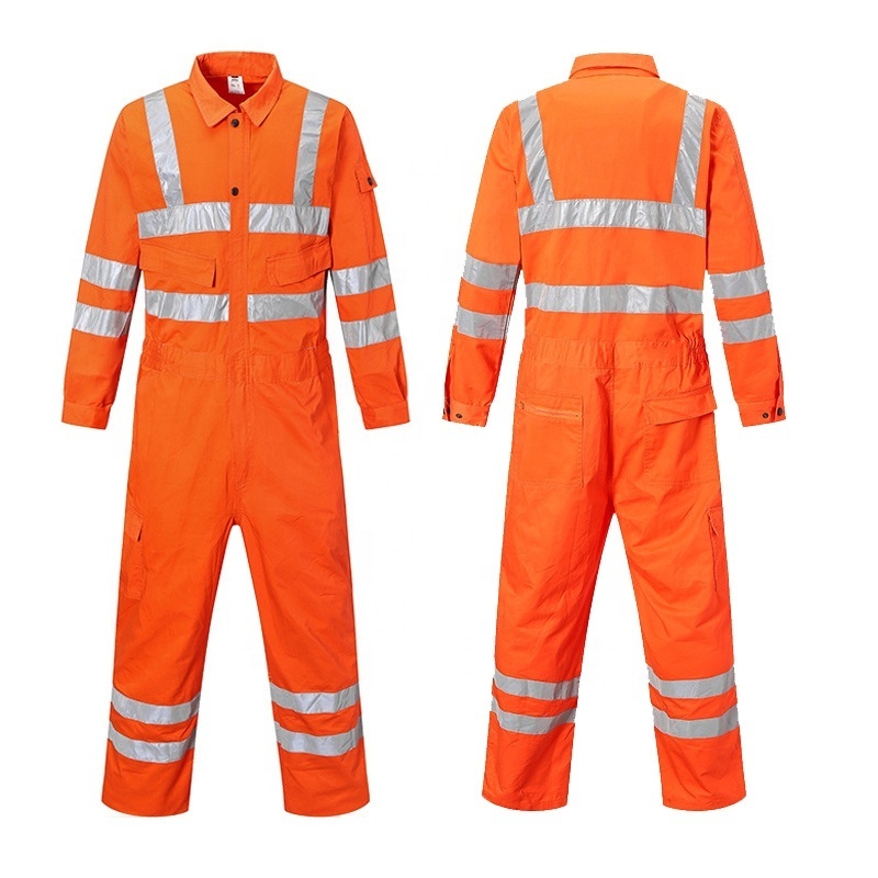 Custom Safety High Visibility Reflective Tape Oilfield Workwear Coveralls Mechanic Jumpsuit Overalls Work Clothes for Mining