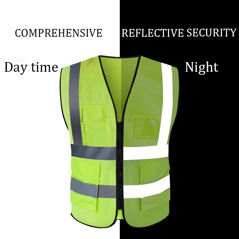 Custom Logo Construction Security Safety Vest Reflective Clothing Reflector Safety Hi vis Vest with Pocket