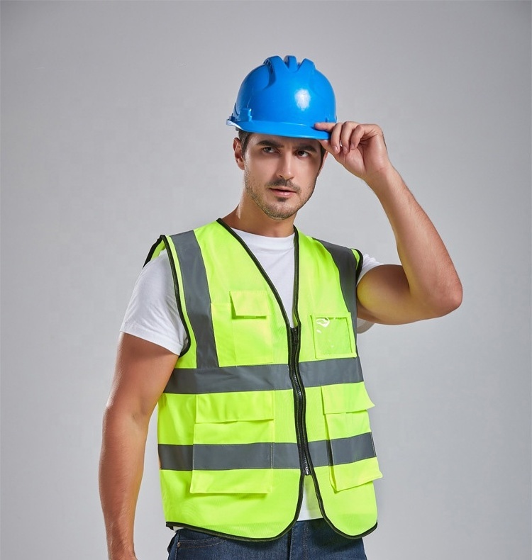 Custom Logo Construction Security Safety Vest Reflective Clothing Reflector Safety Hi vis Vest with Pocket