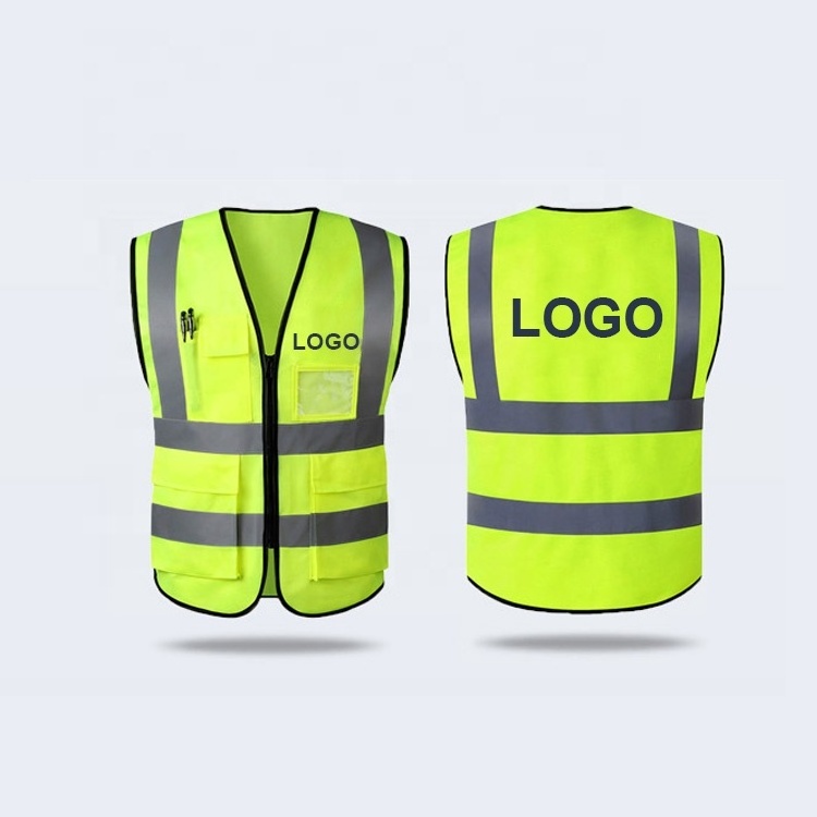 Custom Logo Construction Security Safety Vest Reflective Clothing Reflector Safety Hi vis Vest with Pocket