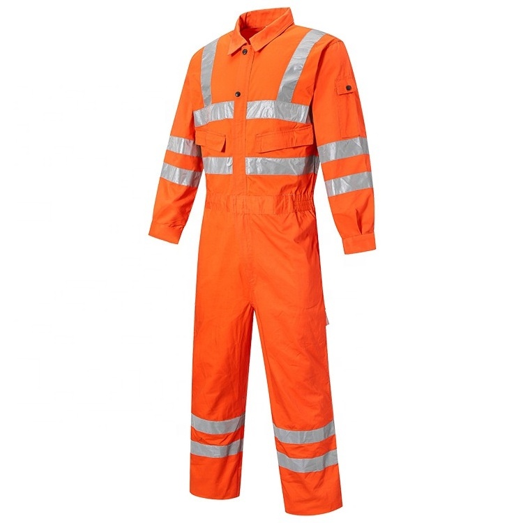 Custom Safety High Visibility Reflective Tape Oilfield Workwear Coveralls Mechanic Jumpsuit Overalls Work Clothes for Mining