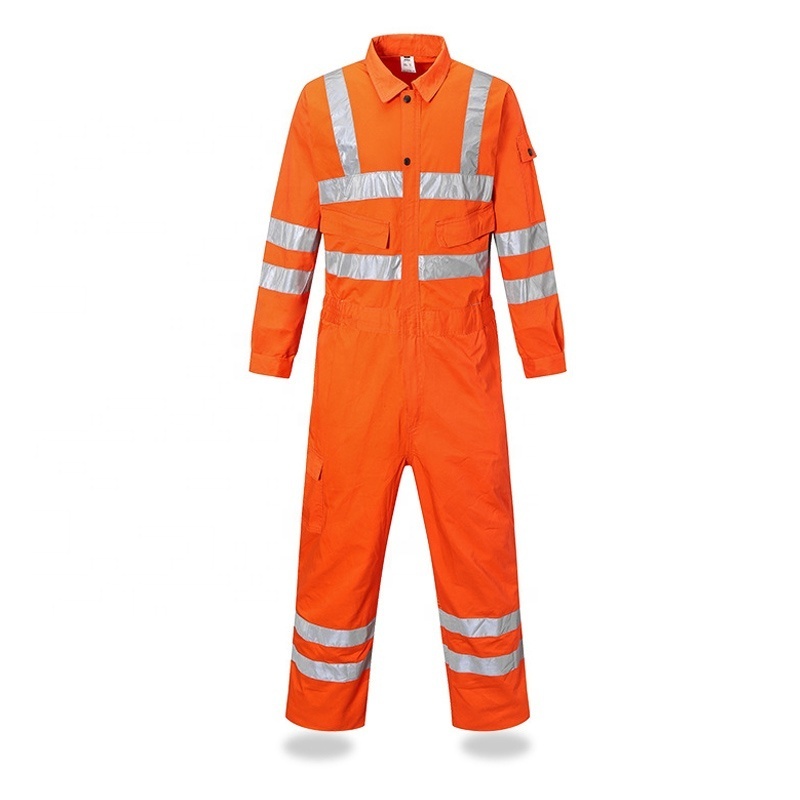 Custom Safety High Visibility Reflective Tape Oilfield Workwear Coveralls Mechanic Jumpsuit Overalls Work Clothes for Mining