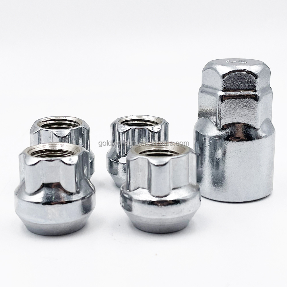 4Pcs Chrome 12x1.5 Open End Anti-Theft Wheel Lock Lug Nut with One Key for Scion Lexus