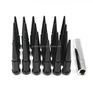 24Pcs 4.5" Tall Black 12x1.5 Spline Spike Lug Nut+Key Fit Lexus