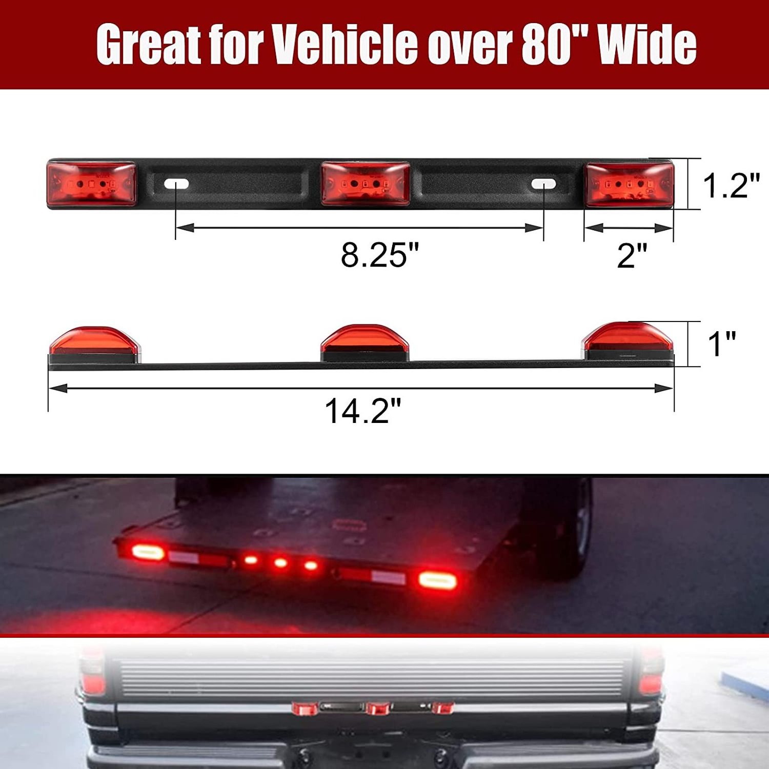 Waterproof 12V LED Trailer Lights Bar Red Identification Tail Running Marker Light ID Bar For Boat RV Marine