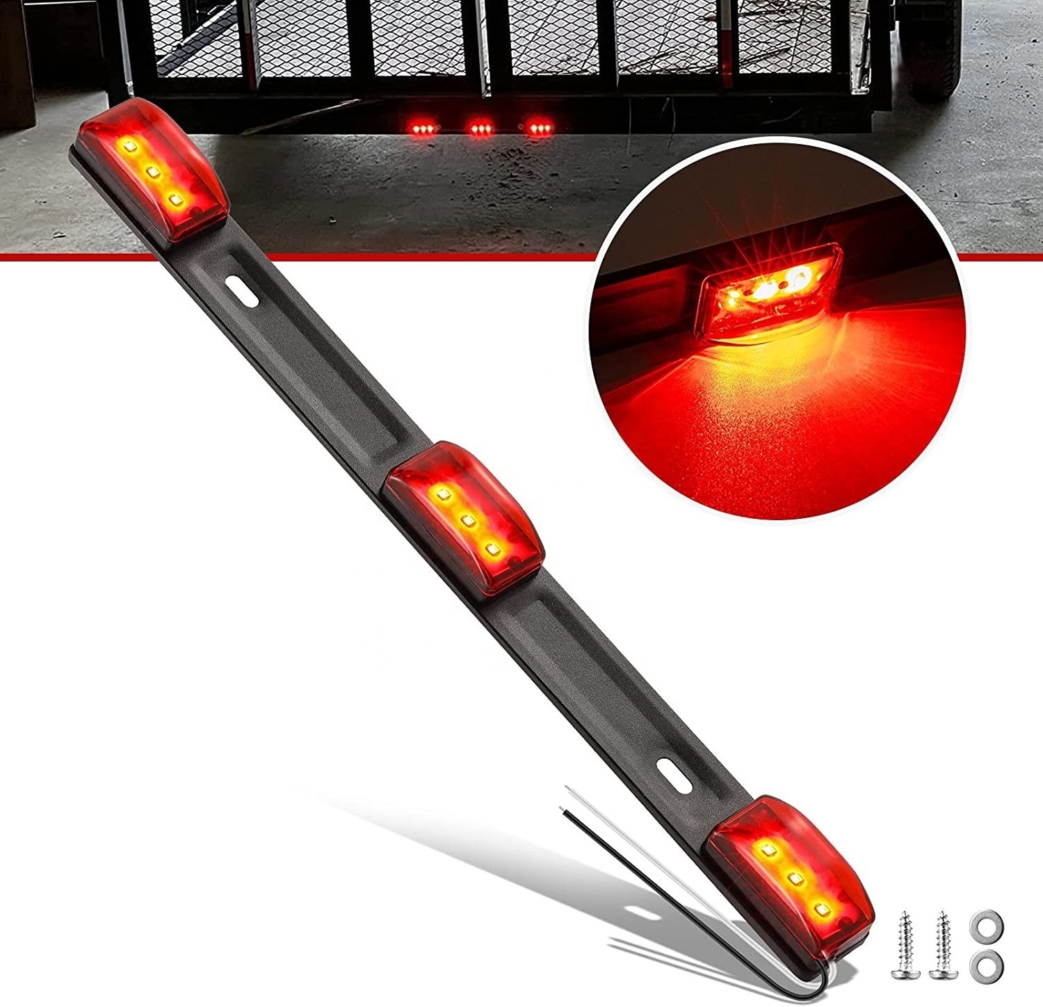 Waterproof 12V LED Trailer Lights Bar Red Identification Tail Running Marker Light ID Bar For Boat RV Marine