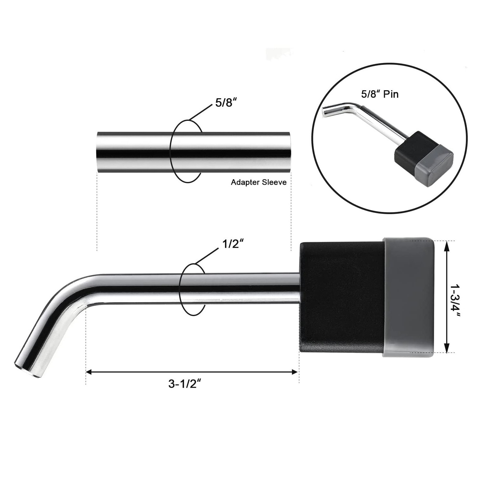 Customized Padlock Style Swivel Head Receiver Lock 1/2 Trailer Hitch Lock with 5/8 Inch Adapter