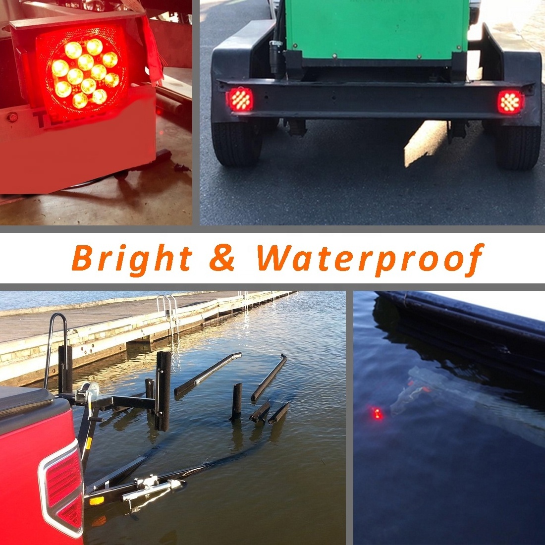 RTS 12V DOT Submersible Red Led Trailer Lights Rear Tail Light Set For Trailer Boat Truck RV