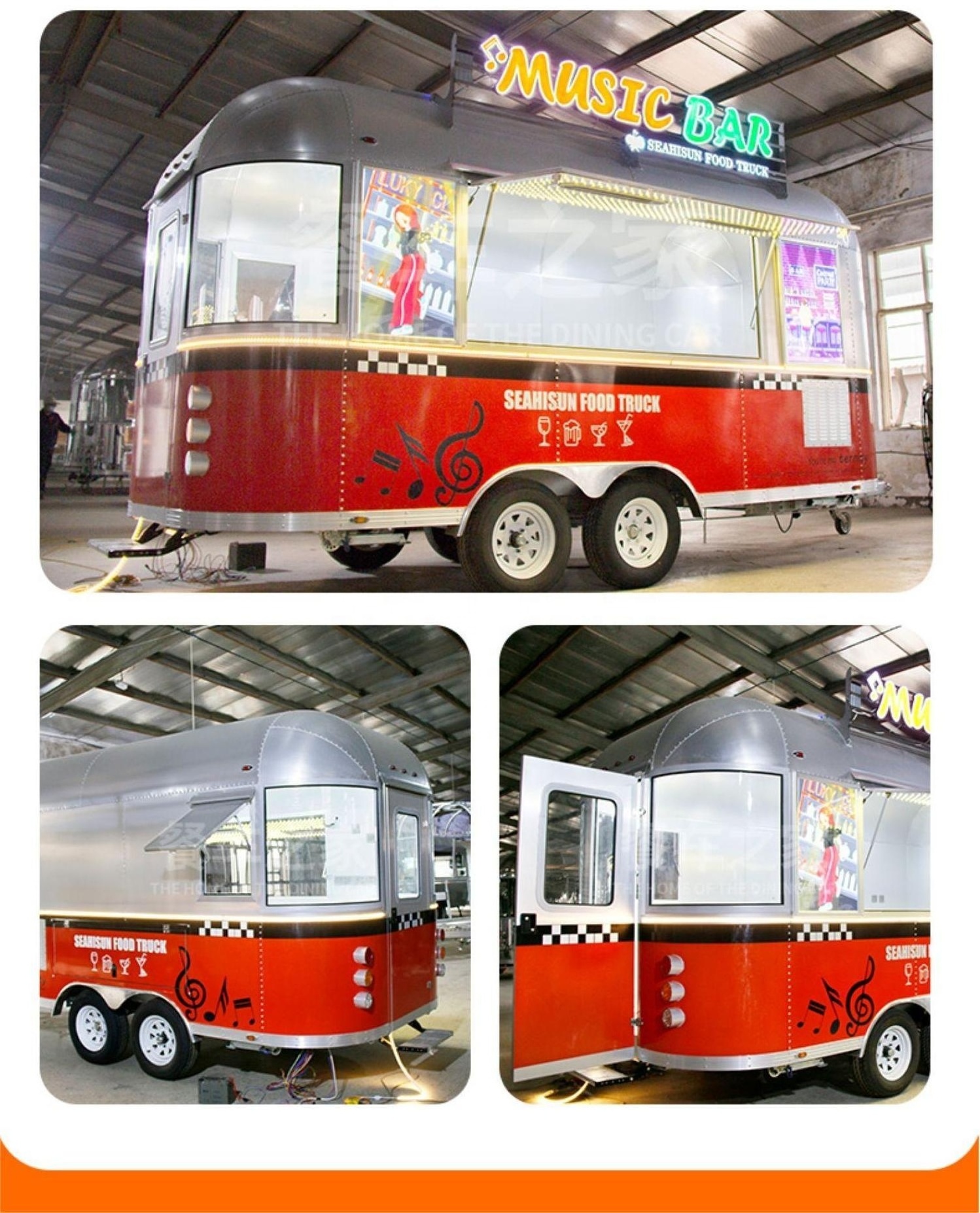 factory price Professional customization Outdoor Mobile FoodTrailer Street Mobile Food Cart ice cream food truck