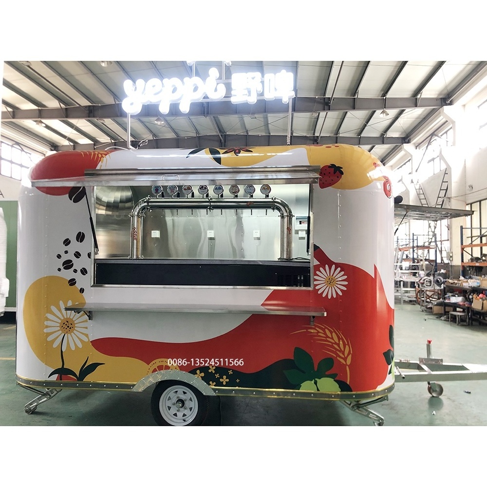 Custom Beach Mobile Bar Coffee Truck Mobile Restaurant Trailer With Oven and kitchen equipment mobile food traier