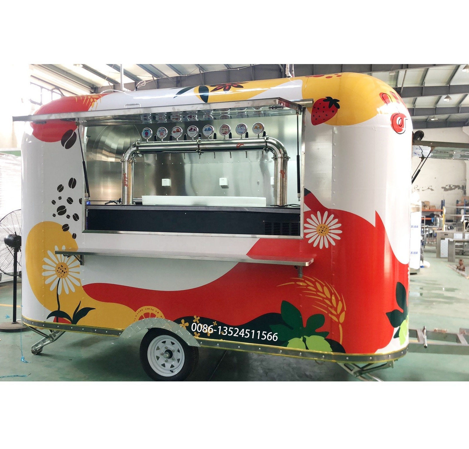 Custom Beach Mobile Bar Coffee Truck Mobile Restaurant Trailer With Oven and kitchen equipment mobile food traier