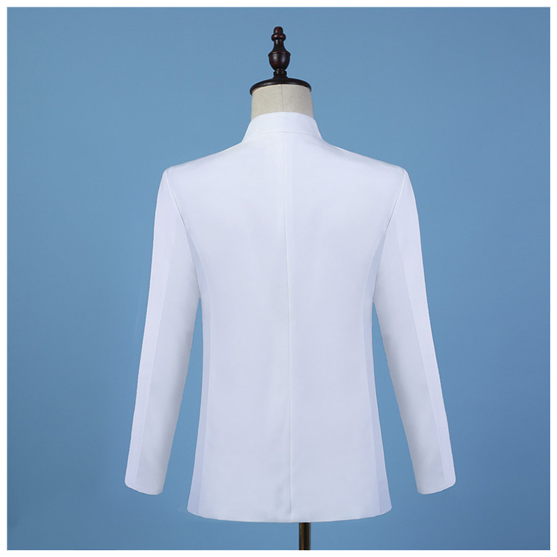 2022 new white Embroidered floral Stand-up Collar Chinese Tunic Round Neck 2pcs blazer pants Men's Tang Suits