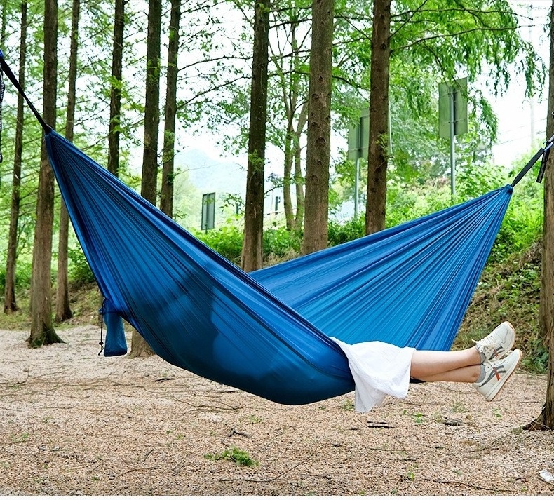 Camping Hammock for 1-2 People with Tree Straps, Lightweight Portable Nylon Parachute Hammock for Hiking Backpacking