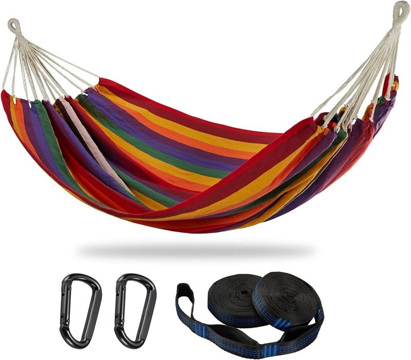 Durable Outdoor  camping cotton canvas Hammock for backpacking hiking swing portable hammock