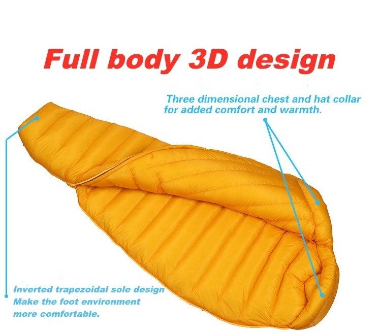 Manufacturer Ultralight Portable Outdoor Waterproof Duck Down Single Camping Goose Down Wearable Sleeping Bag