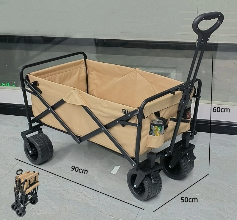 Foldable Beach Trolley Utility Camping Metal Garden Stroller Hand Cart Portable Folding Outdoor Wagon Trolley