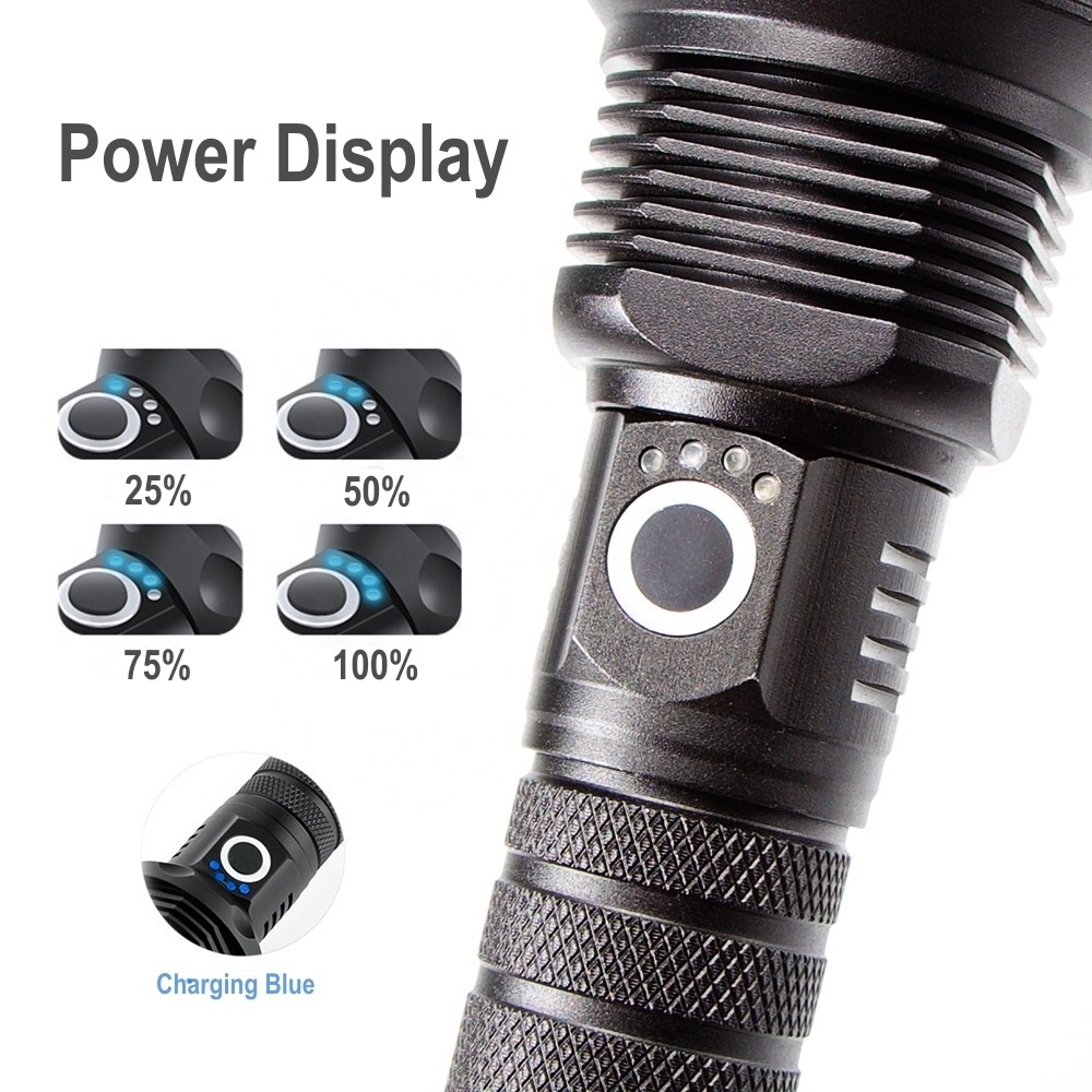 500M Long Range Hand Torch Light Strong Aluminums USB Charging 18650 Rechargeable Powerful Flashlight