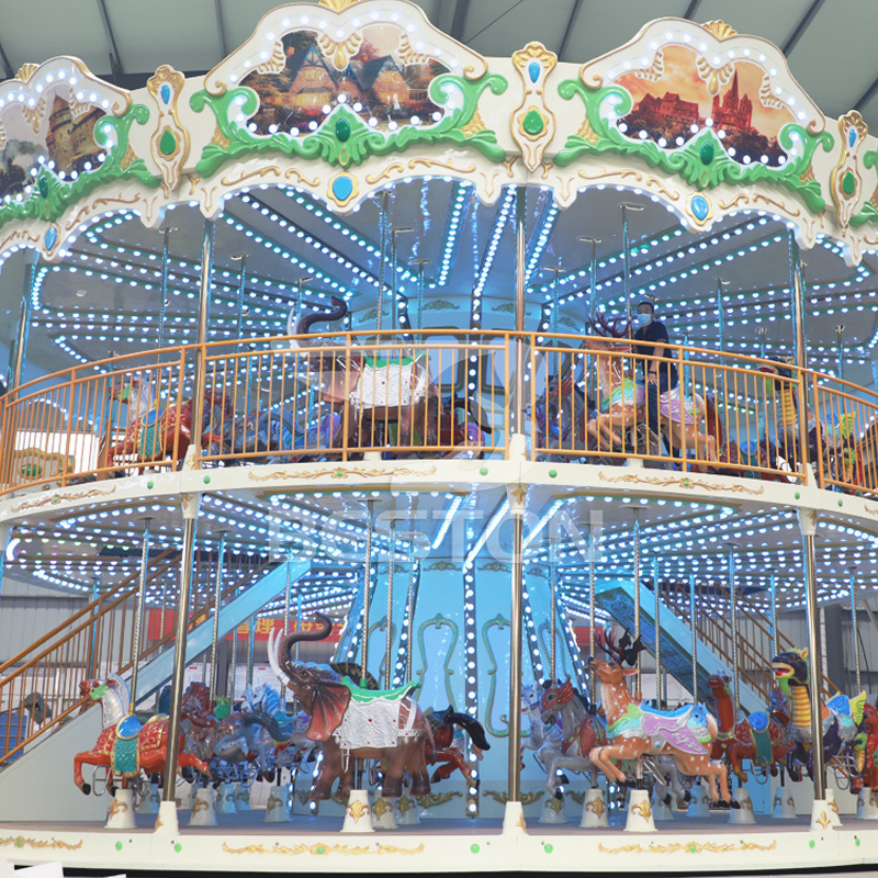 Kids Double Carousel Amusement Park Carousel For Sale