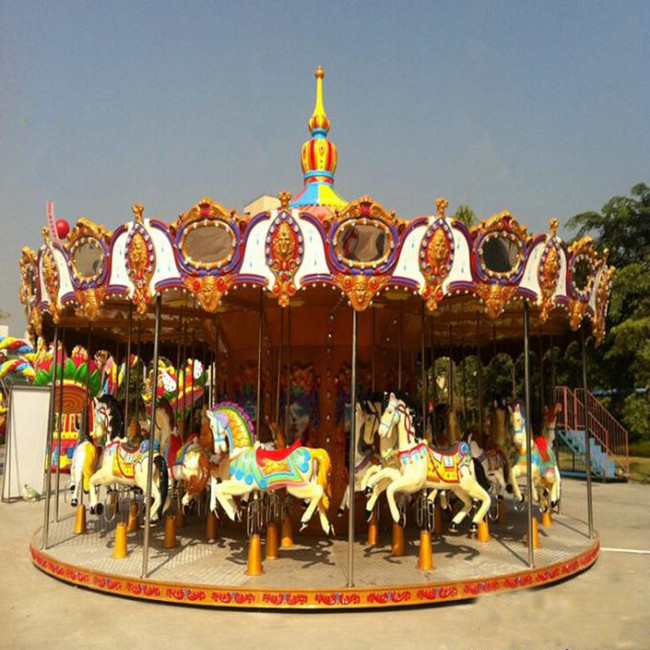 Amusement Equipment Electric Motor Fiberglass Carousel Horse For Kids