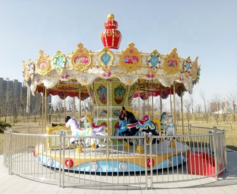 Amusement Equipment Electric Motor Fiberglass Carousel Horse For Kids