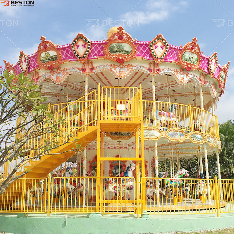 Kids Double Carousel Amusement Park Carousel For Sale