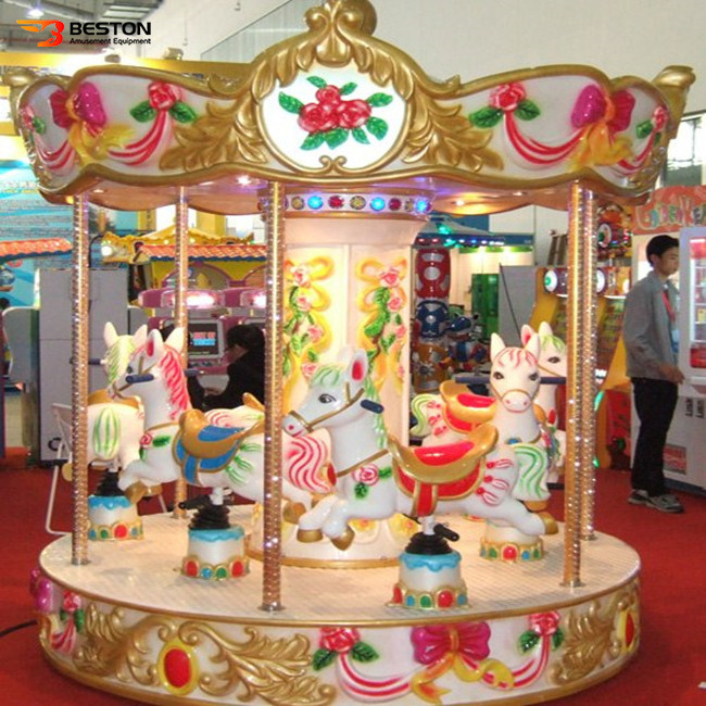 Amusement Equipment Electric Motor Fiberglass Carousel Horse For Kids