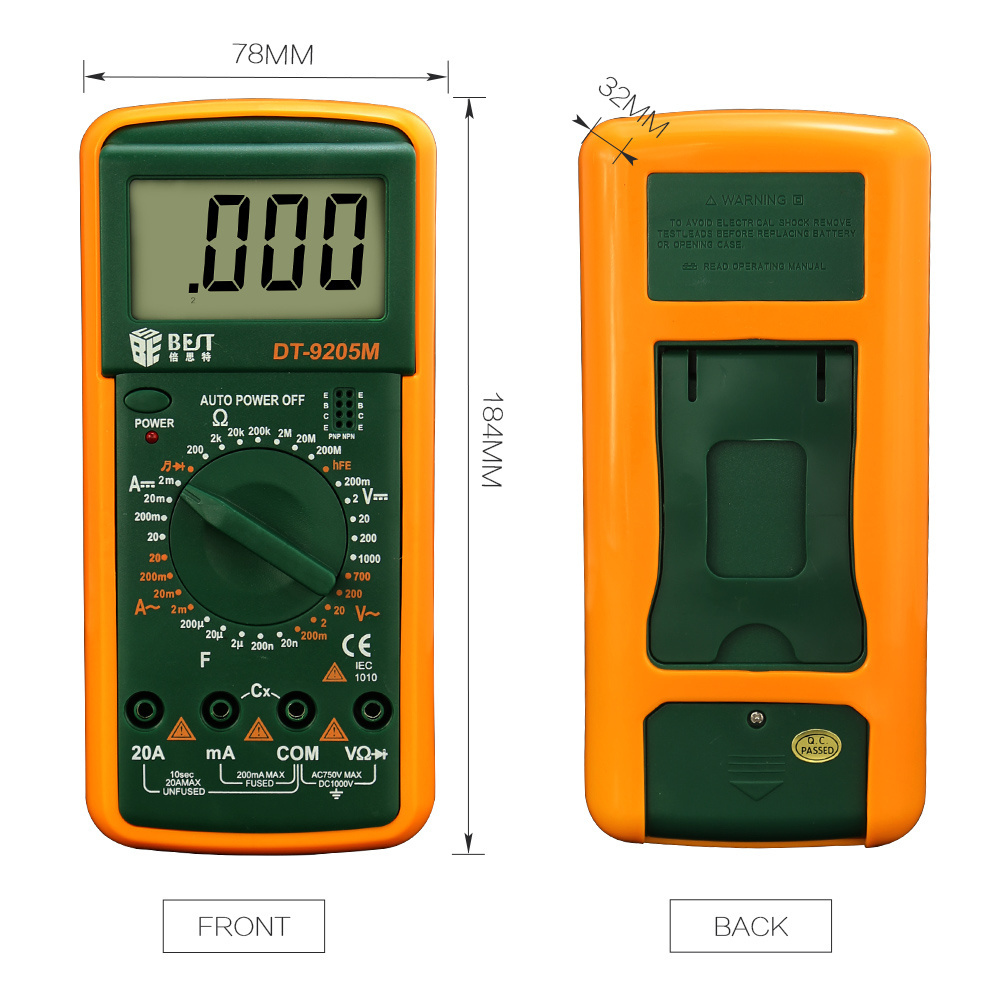 BST 9205M Top Professional Auto Range Digital Multimetre/Multimeter 6000 Counts AC Voltage Current Pocket Tester