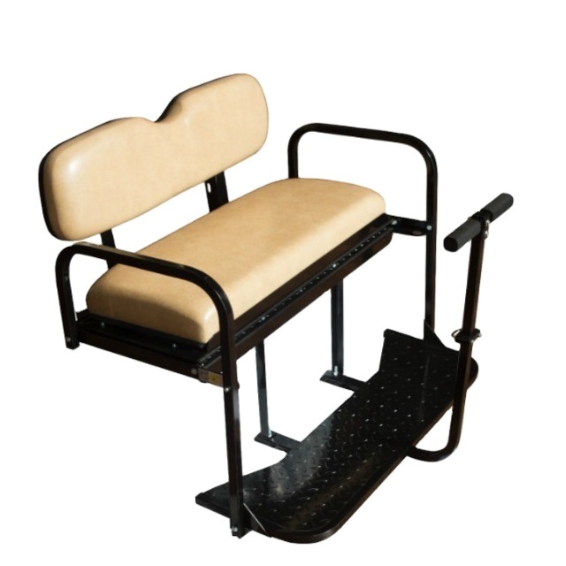 Rear Flip Seat Kit for Club Car Golf Cart DS Model (2000-2013/Buff) with Grab Bar