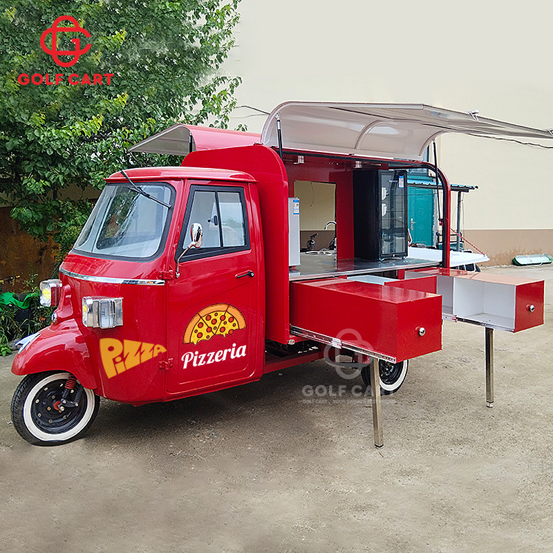 Custom Street Food Cart Ape Piaggio Pizza Tuk Tuk Tricycle Cart Mobile Pizza Food Truck For Sale In USA